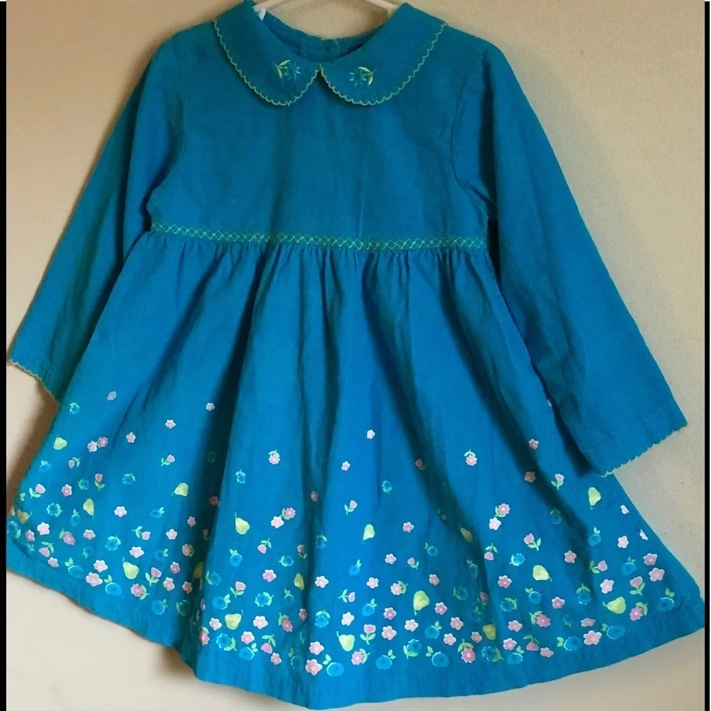1980’sVintage Toddler Swiss Flower appliqué dress